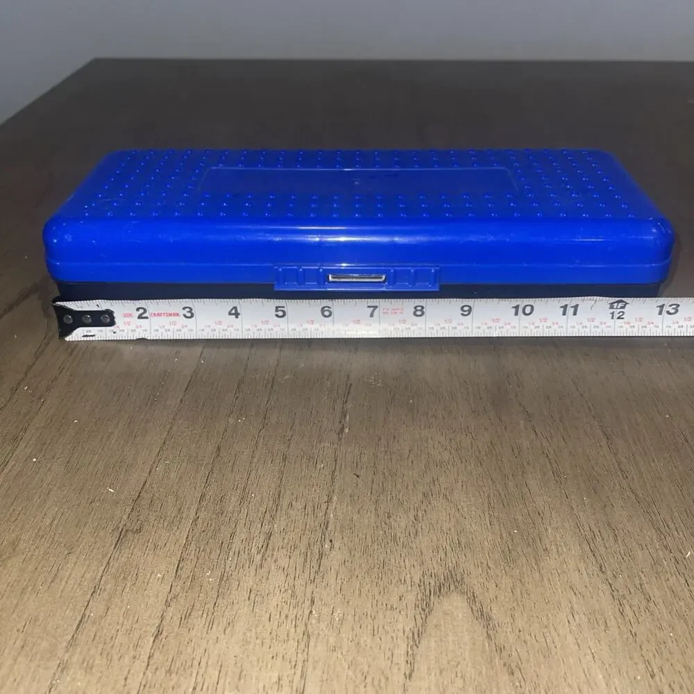 Vintage 90's Spacemaker Pencil & Ruler Boxes Newell Office Products Blue Black